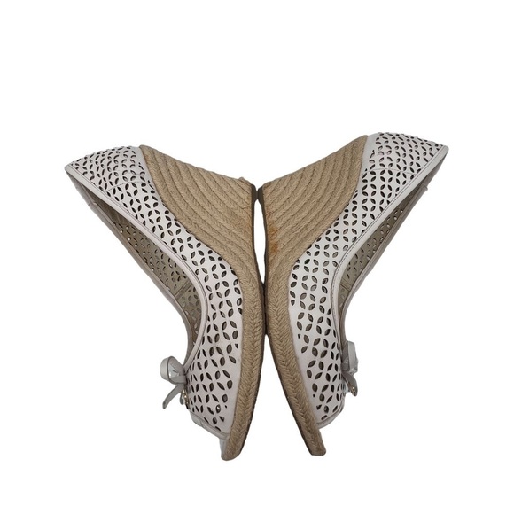 MICHAEL Michael Kors White Olivia Peep Toe Espadrille Wedge Heels Size 8 1/2 - Picture 7 of 9